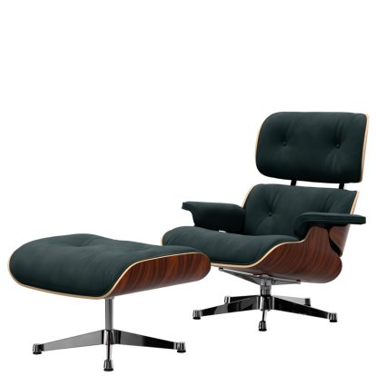 Eames Lounge Chair & Ottoman Calma, Palissandre Santos, Calma, vert pin, 89 cm, Aluminium poli