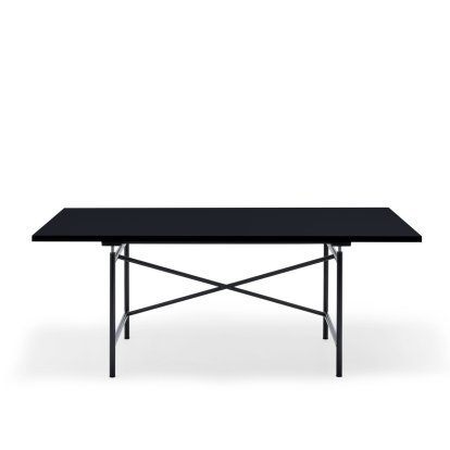 Table Eiermann 1 M (réglage mécanique de la hauteur), Linoleum noir avec bords noir (Forbo 4023), 180 x 90 cm, Noir