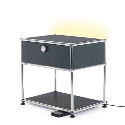 Table de chevet USM Haller E avec variateur de lumière, Anthracite RAL 7016