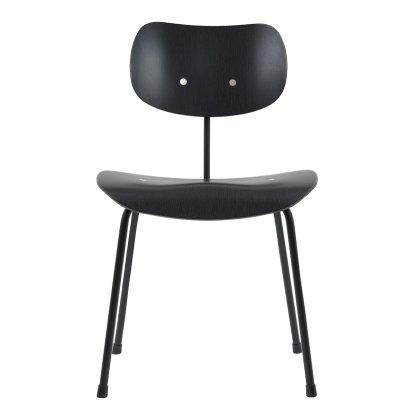 Chaise SE 68, Non-empilable, Sans rembourrage, Poudre noir mat, Sans accoudoirs, Hêtre, teinté noir