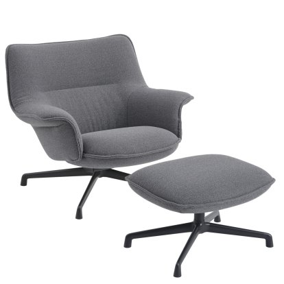Fauteuil Lounge Doze, Avec ottoman, Océan 80 / Noir anthracite