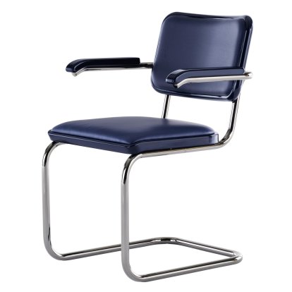 JS . Thonet - Chaise cantilever S 64 P/V Serious, Serious 04 - cuir, bleu graphite