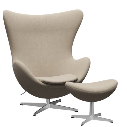 Fauteuil Egg (Oeuf), Hallingdal 65, 200 - Sable, Aluminium satiné et poli, Avec repose-pied