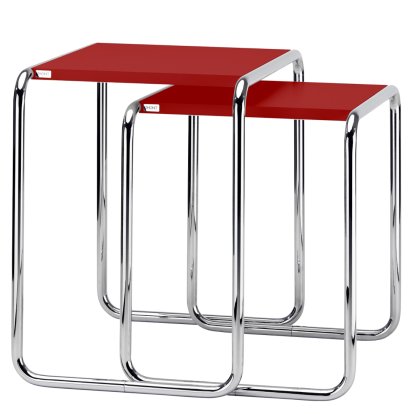 Ensemble de tables d'appoint B 9 a + b, MDF laqué rouge tomate