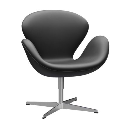Fauteuil Swan (cygne), Hauteur spéciale 48 cm, Cuir Essential, Noir