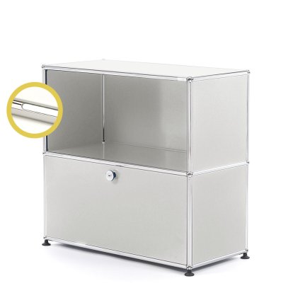 USM Haller E Sideboard M avec éclairage du compartiment, Gris clair RAL 7035, Blanche froide