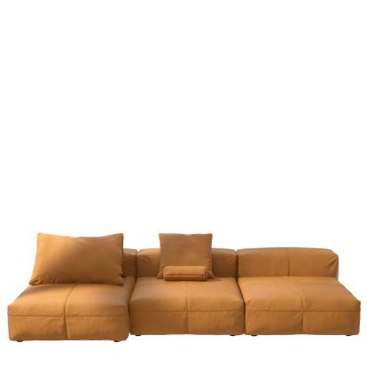 Vetsak Sofa Set 4, Cuir - Marron, Avec coussin