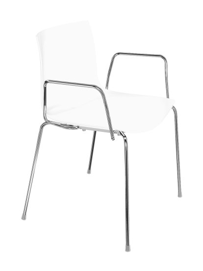 Catifa 46 Tube, Chromé, Unicolore, Blanc, Avec accoudoirs