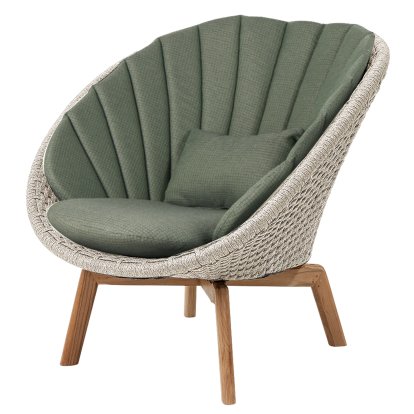 Fauteuil lounge Peacock, Medium flat soft Rope - Sand, Link - Vert foncé