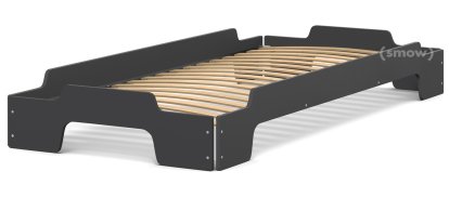 Lit empilable Confort Rolf Heide, 100 x 200, Anthracite laqué, Roulant