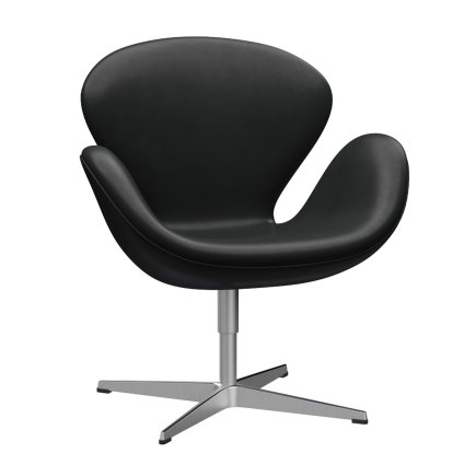 Fauteuil Swan (cygne), 40 cm, Cuir Grace, Black
