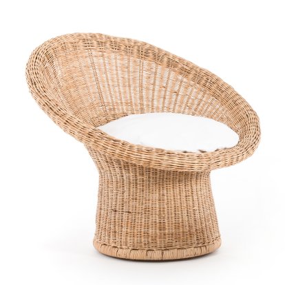 Chaise Rattan E 10, Avec coussin coton blanc
