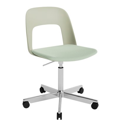 Chaise pivotant Layout 143 avec assise rembourrée, Vert pastel / Relate 921, Aluminium poli