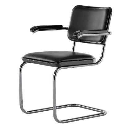 JS . Thonet - Chaise cantilever S 64 P/V Serious,  Serious 01 - cuir, noir graphite