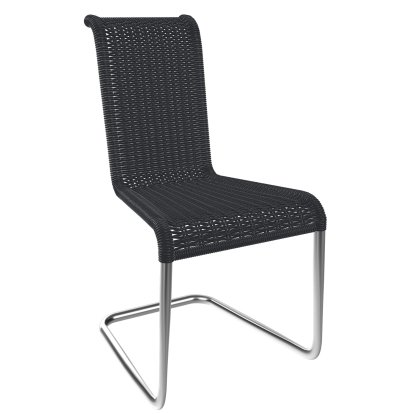 Chaise B20, Tressage I, Bleu foncé, Acier inoxydable, mat