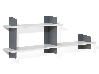 Étagère murale Atelier, MDF mélaminé blanc, Basalte gris, version  3, 1x 100 + 1x 160 cm