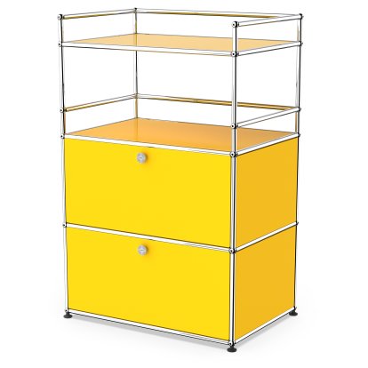 USM Haller meuble mini-bar , Jaune or RAL 1004, Avec 2 portes abattantes