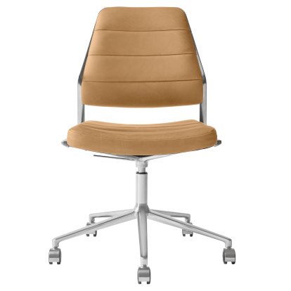 Chaise pivotante Swivel 454+, Piétement à roulettes, Cuir chameau