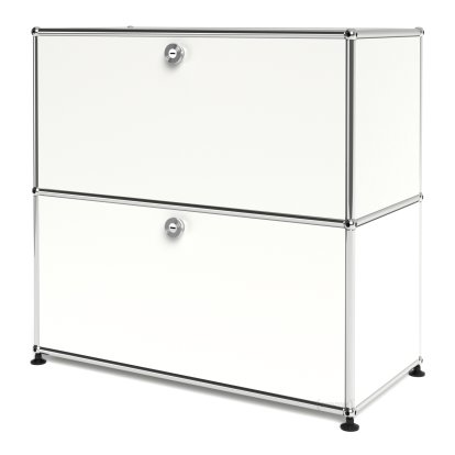 Meuble mixte Sideboard M USM Haller, personnalisable, Blanc pur RAL 9010, Avec  porte abattante, Avec  porte coulissante