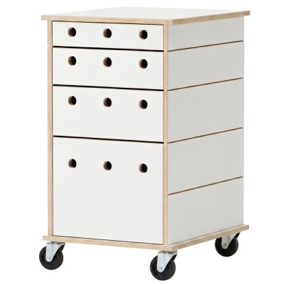 Conteneur roulant Lader, 4 tiroirs, Blanc