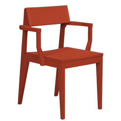 Chaise Schulz avec accotoirs, Non rembourré, Frêne rouge sienne