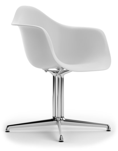 Eames Plastic Armchair RE DAL, Coton blanc, Sans rembourrage, Sans rembourrage, Aluminium poli, Nouvelle hauteur d'assise (43,0 cm)