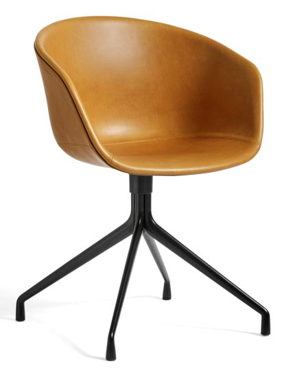 About A Chair AAC 21, Cuir Sense - cognac, Aluminium thermolaqué noir 
