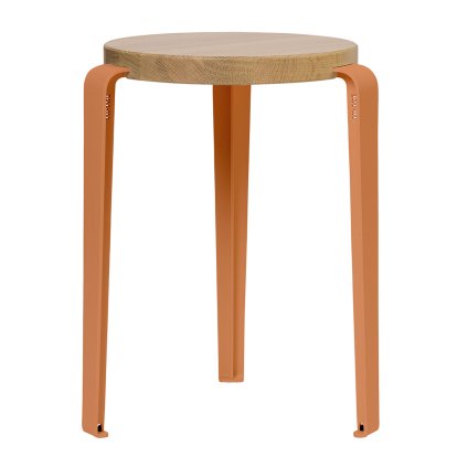 Tabouret Lou, bois massif, Chêne massif, Rouge tangerine
