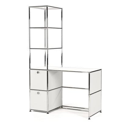 Bureau USM Haller avec étagère superposée, Blanc pur RAL 9010