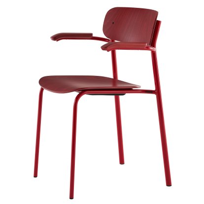 S 243 F Fauteuil, Rouge tomate (RAL 3013), Hêtre teinté rouge rouille (TP 239)