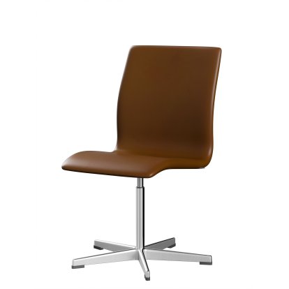 Chaise Oxford, Sans accotoirs, Dossier bas, Piètement fixe, Cuir souple, Noyer