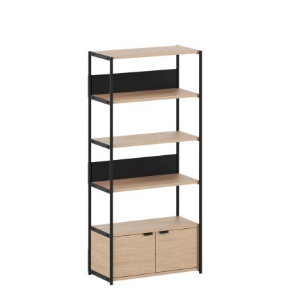 Étagère Unit en bois, 180 cm, 1 x porte double, Chêne / Noir graphite