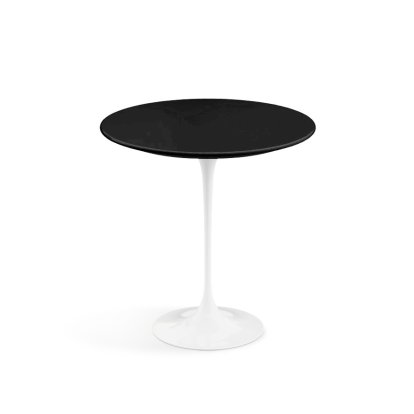 Table d'appoint ronde Saarinen, 51 cm, Blanc, Stratifié noir