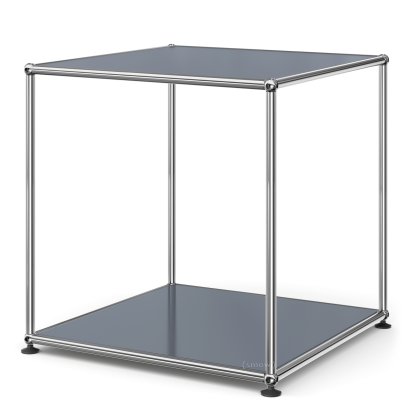 Table d'appoint USM Haller 50 haute, Panneaux inférieur et supérieur en métal, Gris moyen RAL 7005