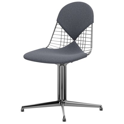 Chaise Wire Chair DKL, Aluminium poli, Coussin pour assise et dossier (Bikini), Bleu foncé / ivoire