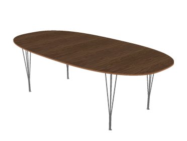 Superellipse, 240 x 120 cm, Noyer avec bord en placage