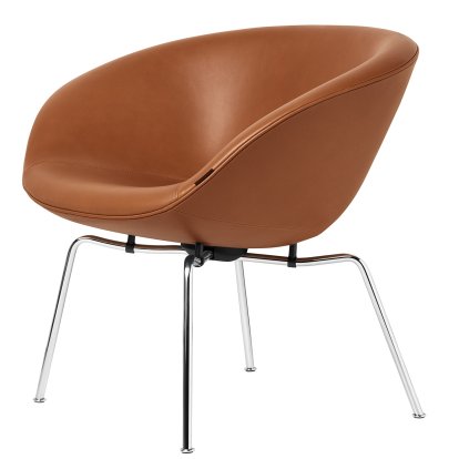 Fauteuil Pot, Chromé, Cuir Grace, Walnut