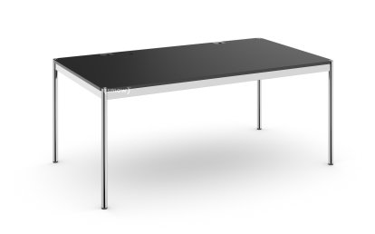 Table USM Haller Plus, 175 x 100 cm, 41-Linoléum noir, Plateau coulissant à gauche