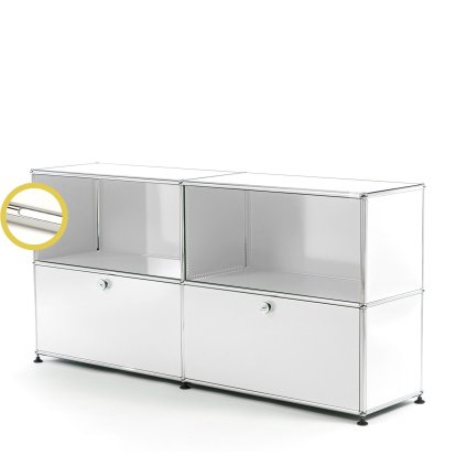 USM Haller E Sideboard L avec éclairage des compartiments, Blanc pur RAL 9010, Blanche froide