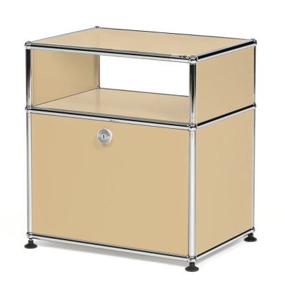 USM Haller Table de nuit avec porte abattante et étagère intermédiaire, Beige USM