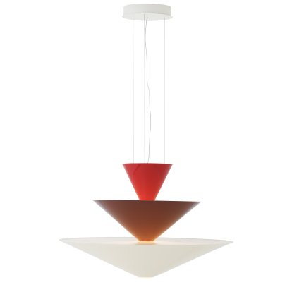 Suspension Gio, Ø 92 cm x H 61 cm, Rouge vermillon, bordeaux foncé et blanc écru
