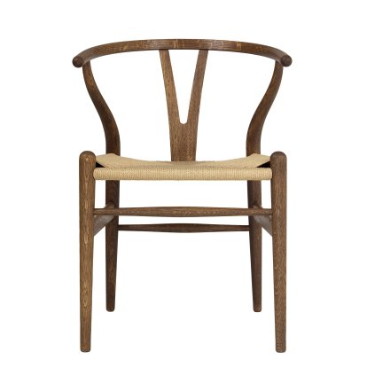 CH24 Wishbone Chair, Chêne huilé fumé, Paillage naturel