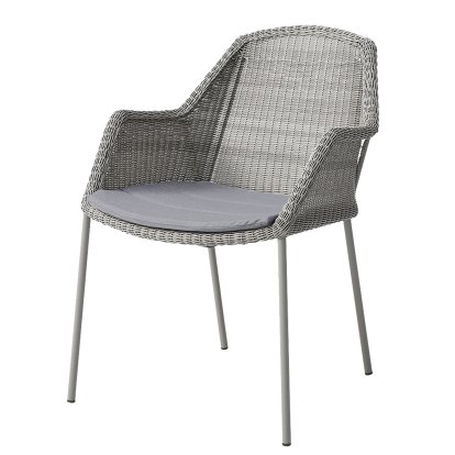 Chaise Breeze, Taupe, Avec coussin d'assise, Natté - Gris