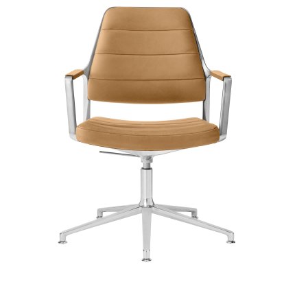 Chaise pivotante Swivel 455+, Piètement fixe, Cuir chameau