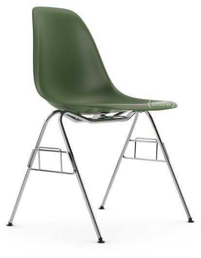 Eames Plastic Side Chair DSS / DSS-N, Forêt, Sans rembourrage, Sans rembourrage, Sans liaison de rangée (DSS-N)