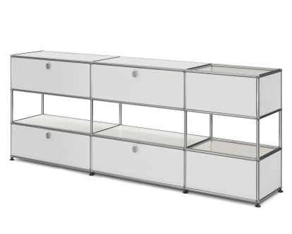 Buffet USM Haller pour enfants L avec boîtes de rangement, Monochrome, Blanc pur RAL 9010, Avec  porte abattante