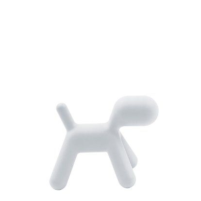 Tabouret Puppy, Moyen (H 45 x L 34 x P 56,5 cm), Polyéthylène (adapté à une utilisation en extérieur), Blanc mat (1700 C)