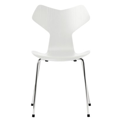Chaise Grand Prix, Frêne coloré, Blanc, Chromé