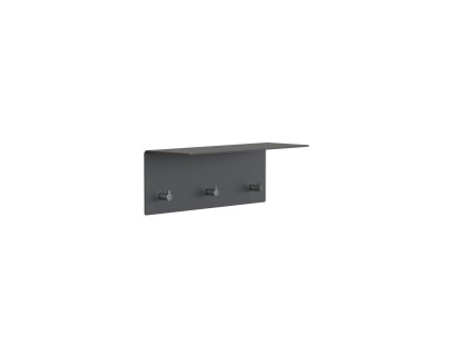 Unu Porte-manteau mural, Sans tige, Avec 3 crochets, Noir mat / inox poli