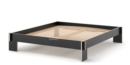 Lit Siebenschläfer, 180 x 200 cm, Sans tête de lit, Noir, Avec sommier flexible